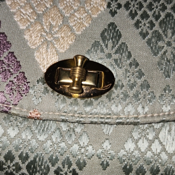 B. TIHMODE Vintage 60s Brocade Satin Clutch – Rare Geometric Evening Purse - Picture 11 of 15